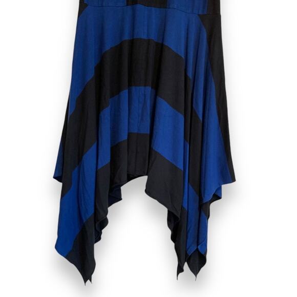 Womens Athleta Derek Lam 10 Fluid Black Blue Midi Hanky Hem Dress Size Medium - Picture 8 of 16